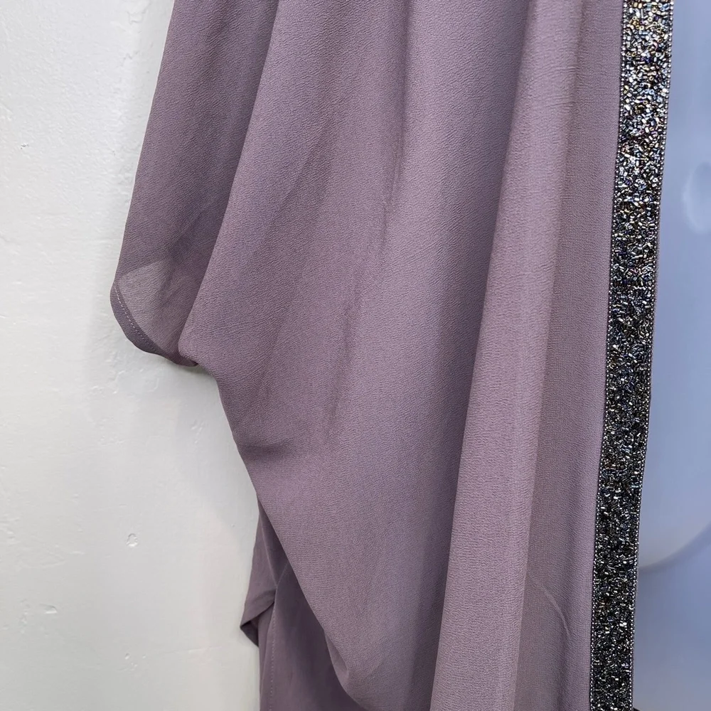 Bishop + Young | Embellished Beaded Ribbon Open Front High Low Sheer Kimono - Picture 9 of 16